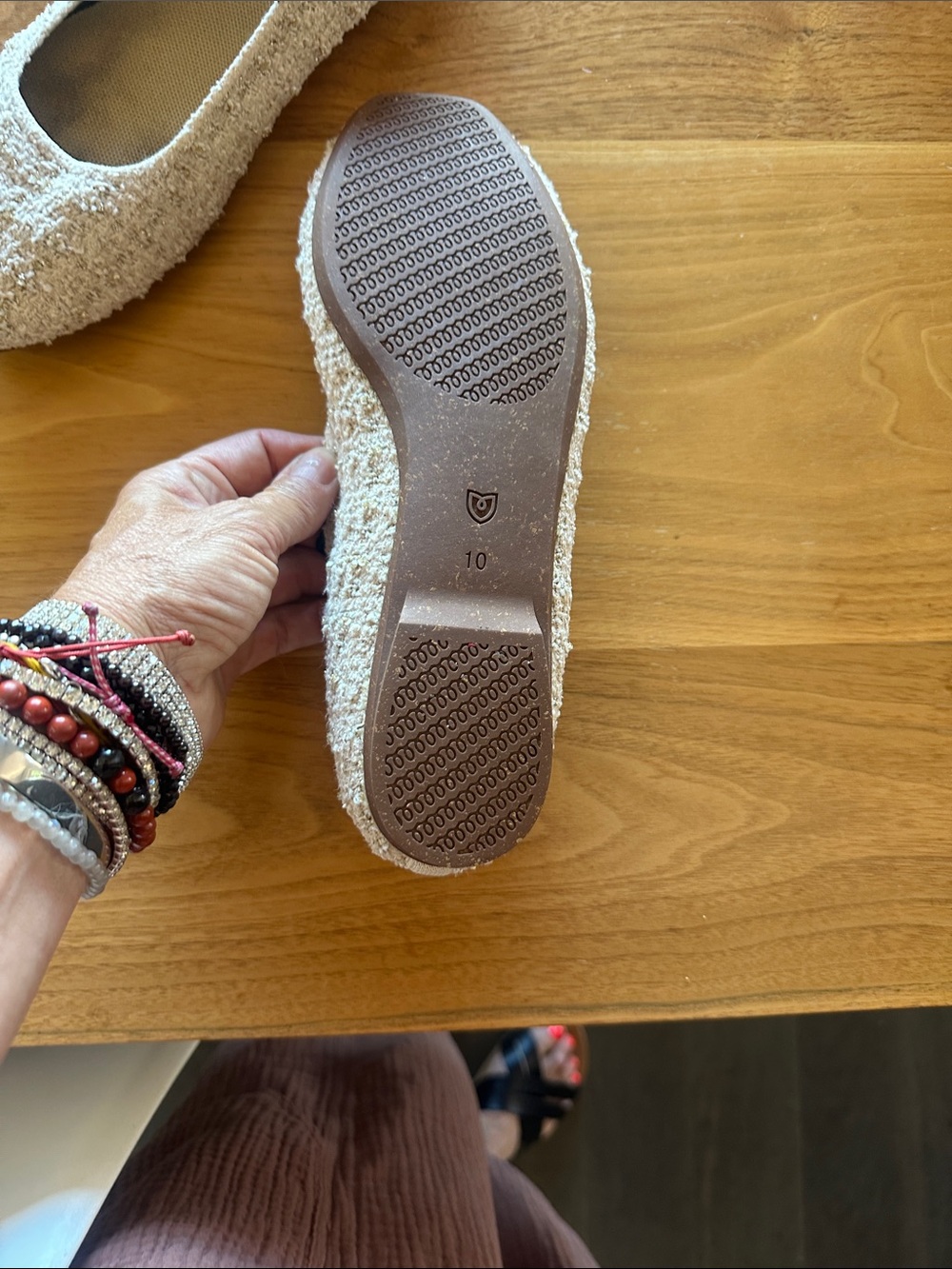 Rothy's Cream Boucle Mary Jane Ballet Flats with Black Strap - Picture 2 of 3